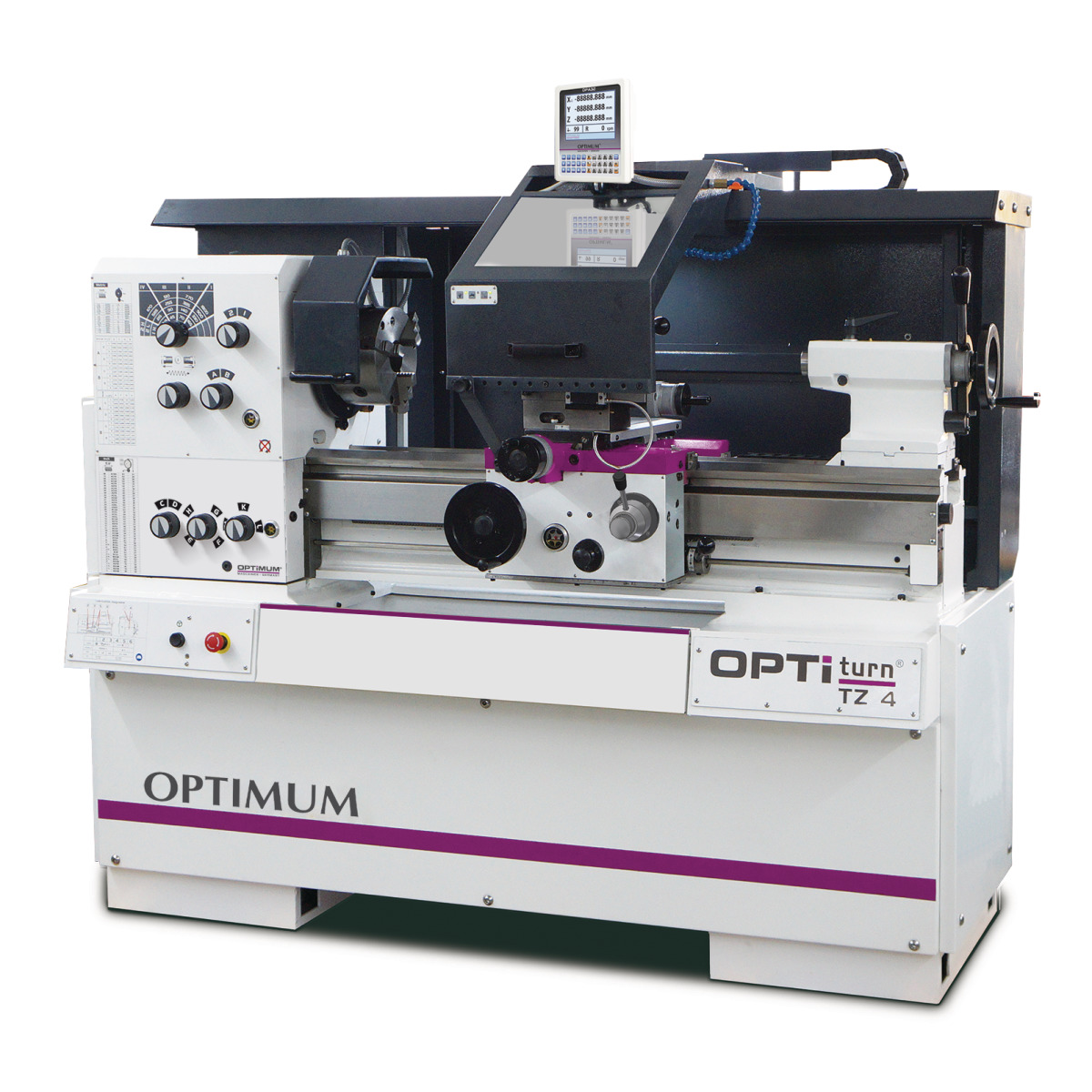 Image shows OPTIturn TX 4 with optional lathe chuck