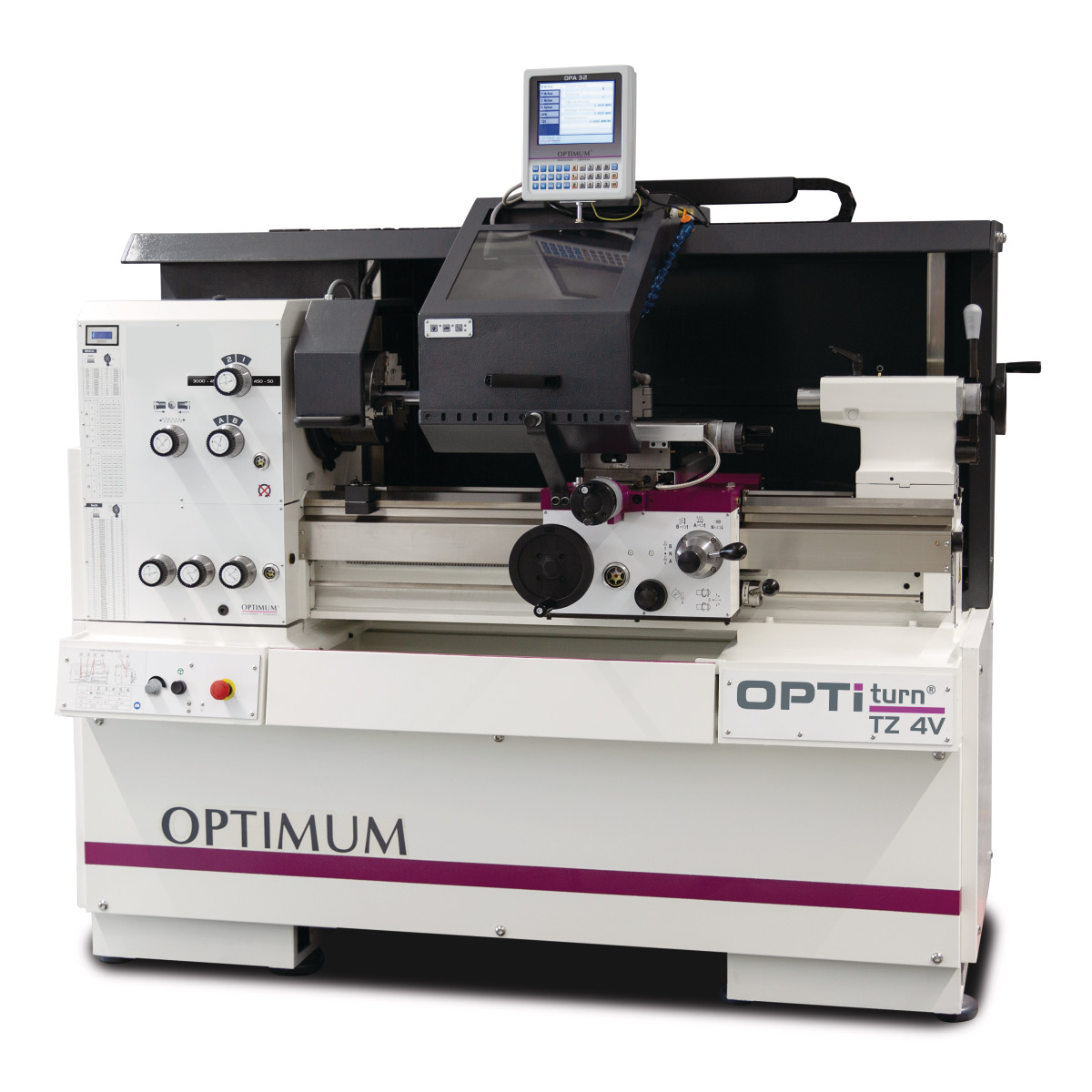 Figure shows TZ 4V with optional lathe chuck