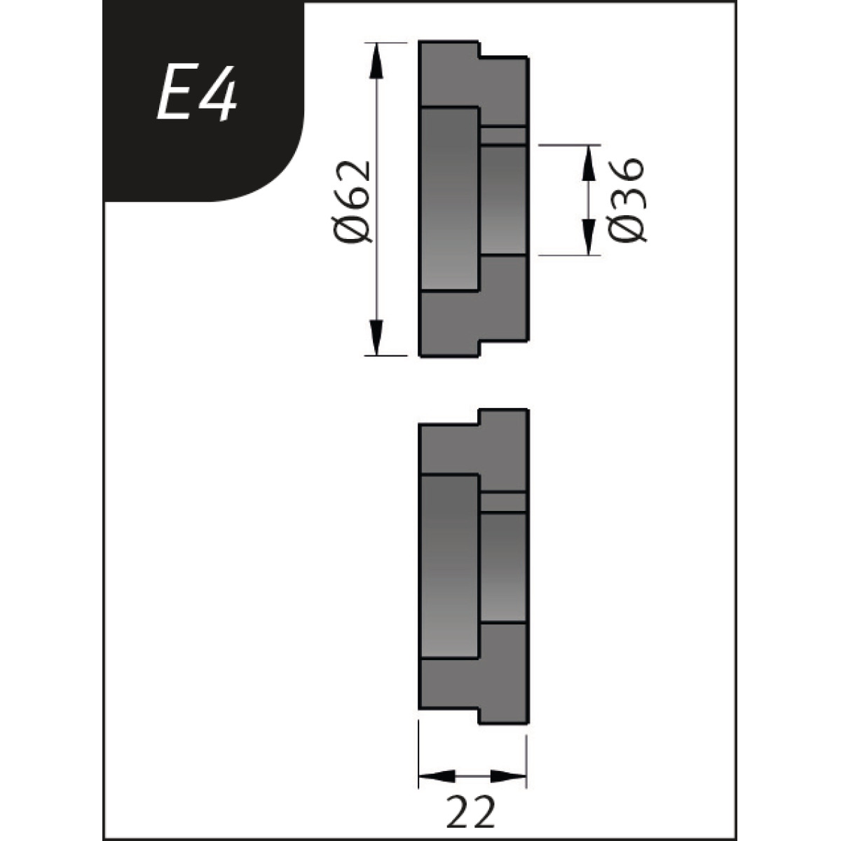 Rodillos de curvado tipo E4, Ø 62 x 26 x 22 mm