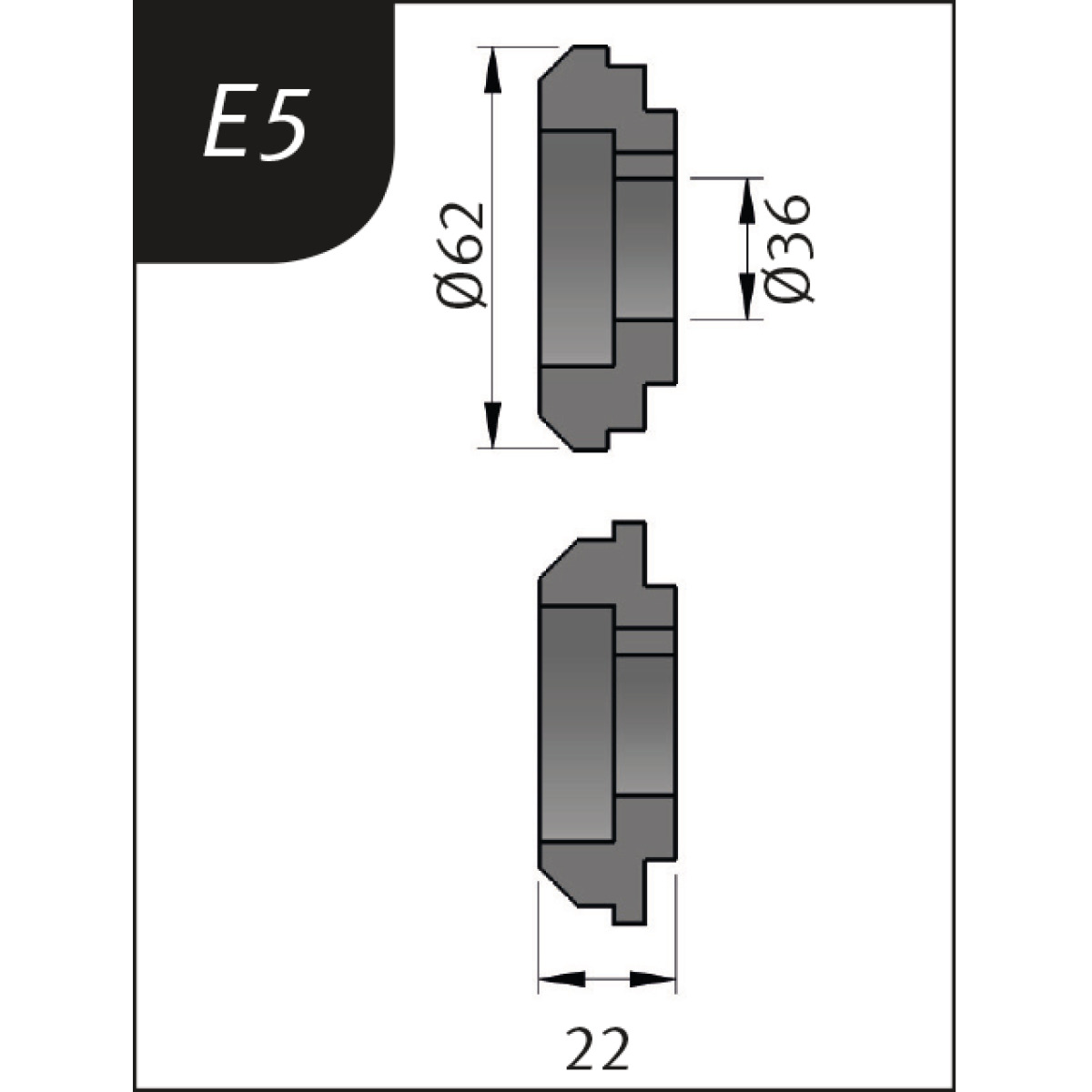 Rodillos de curvado tipo E5, Ø 62 x 26 x 22 mm