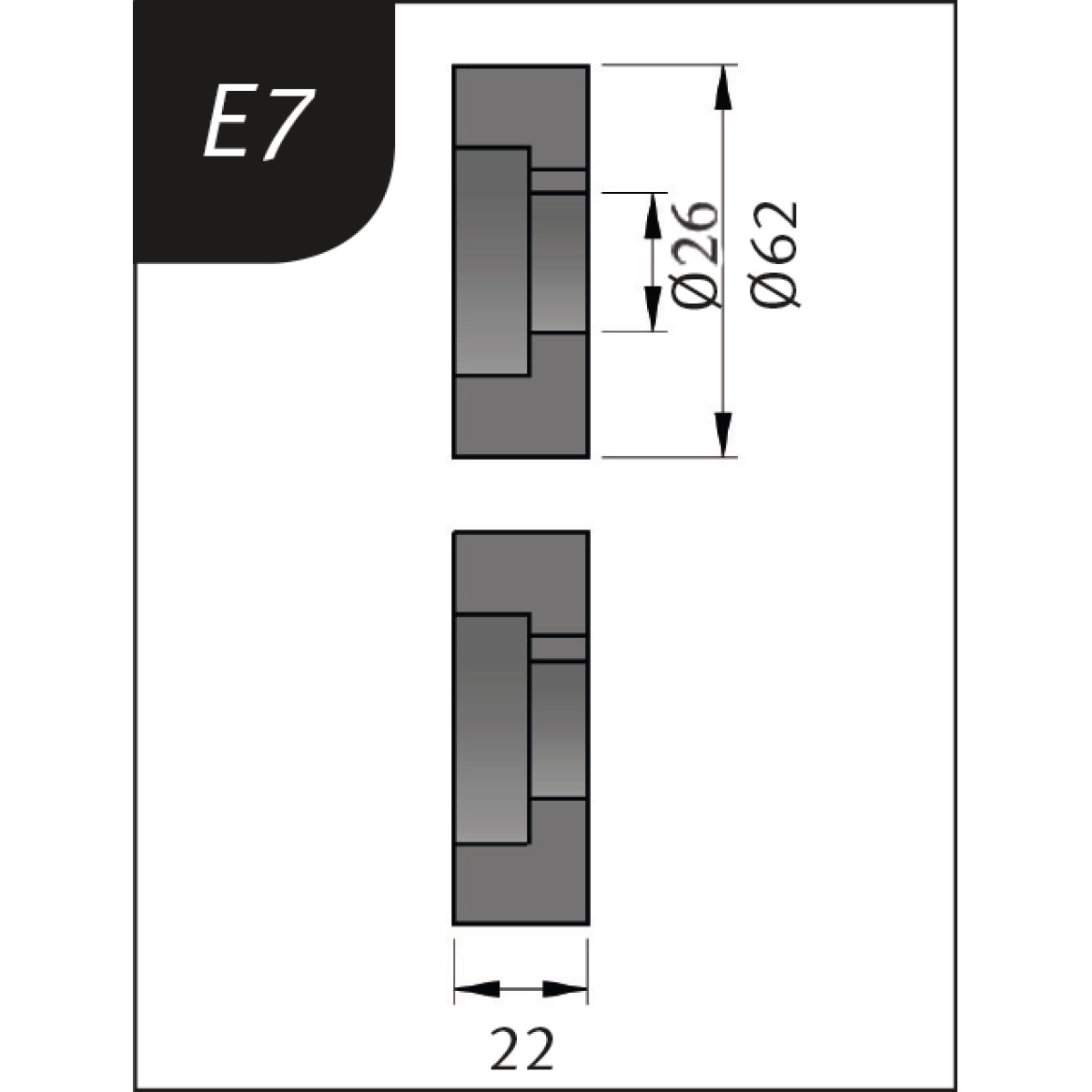 Rodillos de curvado tipo E7, Ø 62 x 26 x 22 mm