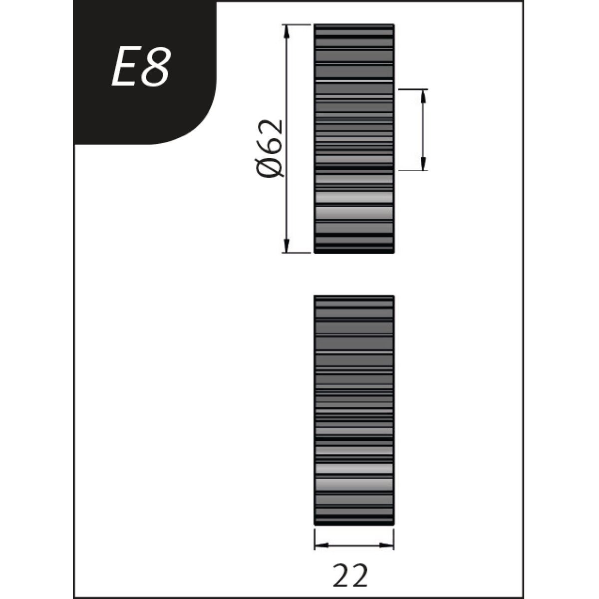 Rodillos de curvado tipo E8, Ø 62 x 26 x 22 mm