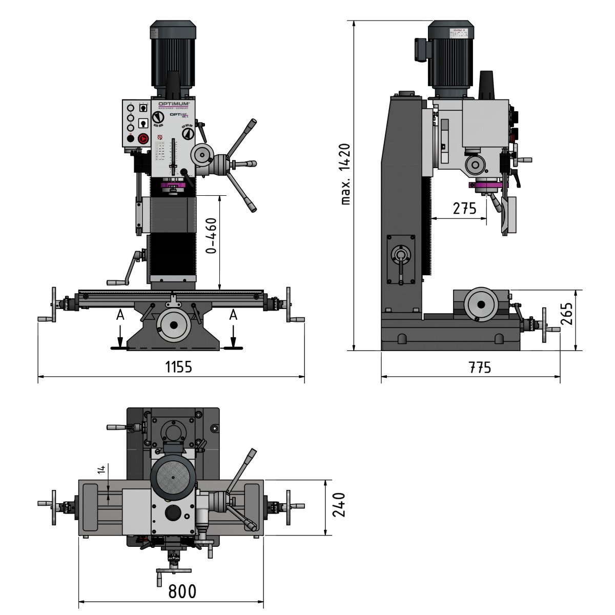 Präzisions-Bohr-Fräsmaschine OPTImill MB 4